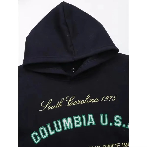 Women\'s Preppy Columbia UAS Black Hoodie and Black Joggers 2 piece set 2