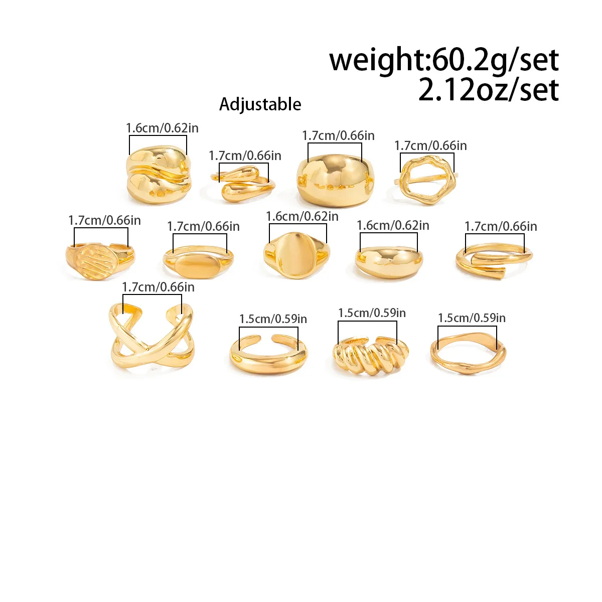 DIAZI One Set Vintage Gold Silver Color Metal Rings Women Irregular Geometric Knuckle Joint Ring Set Jewelry 5