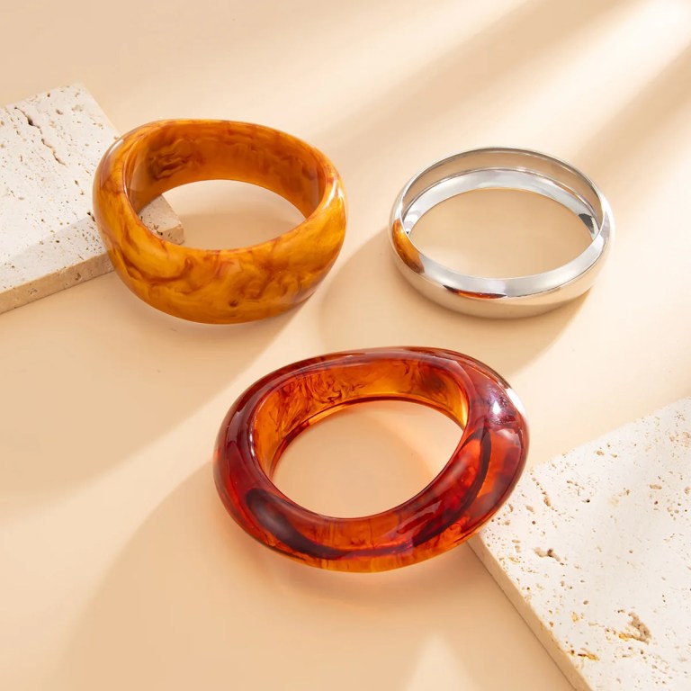 DIAZI New Bohemian Vintage Punk Geometric Bangles Jewelry Fashion Brown Acrylic Resin Wide Bangles Bracelets For Women Men Gift 6