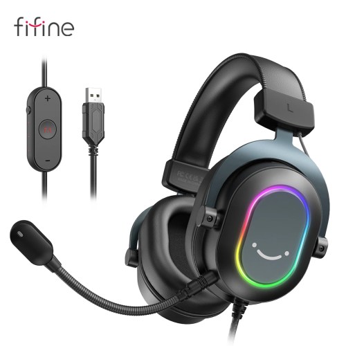 fifine dynamic rgb gaming headset with mic over ear headphones 7.1 surround sound pc ps4 ps5 3 eq options game movie music Fifine Dynamic RGB Gaming Headset with Mic Over-Ear Headphones 7.1 Surround Sound PC PS4 PS5 3 EQ Options Game Movie Music