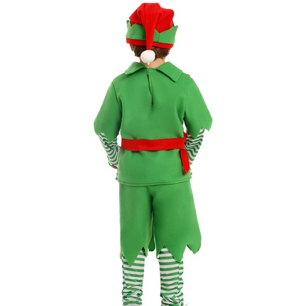 Long Sleeve Tops+ Solid Shorts +Striped Leg Warmers +Belt +Hat Christmas Halloween Party Kid Elf Costumes Set 5