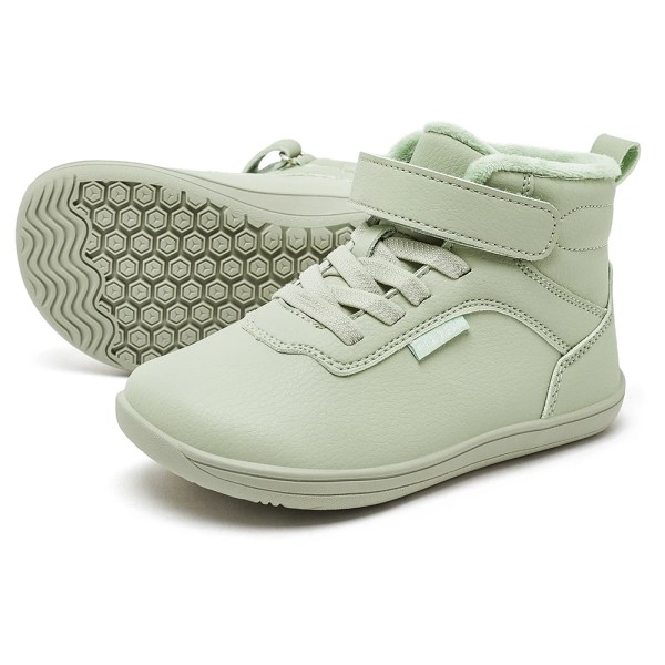 hobibear unisex winter barefoot boots kids wide toe box faux fur lined ankle sneakers artificial leather matching family shoes HOBIBEAR Unisex Winter Barefoot Boots Kids Wide Toe Box Faux Fur Lined Ankle Sneakers Artificial Leather Matching Family Shoes