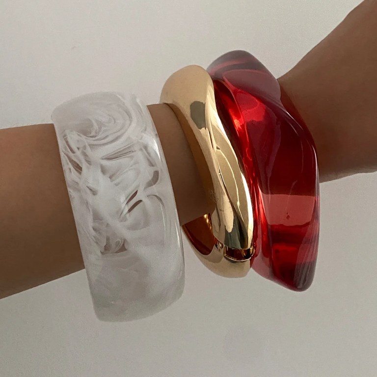 DIAZI 3 Style Vintage Punk Geometric Bangles Jewelry Fashion Red Clear Acrylic Resin Wide Bangles Bracelets For Women Men 4