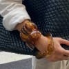 DIAZI Ingemark 3 Styles Ethnic Brown Resin Acrylic Bangles for Women New Trend Vintage Irregular Geometric Wide Bracelet Charm Jewelry 2