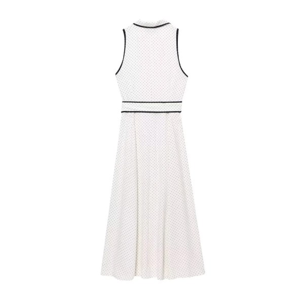zach womens spring summer polka dot collar tennis dress in white or navy midi dress crop sleeveless Zach Womens Spring Summer polka Dot Collar tennis Dress in White or Navy Midi Dress Crop Sleeveless 5