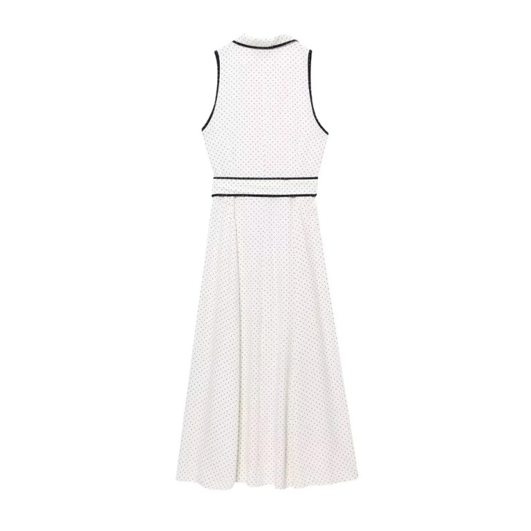 zach womens spring summer polka dot collar tennis dress in white or navy midi dress crop sleeveless Zach Womens Spring Summer polka Dot Collar tennis Dress in White or Navy Midi Dress Crop Sleeveless 5