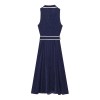 Zach Womens Spring Summer polka Dot Collar tennis Dress in White or Navy Midi Dress Crop Sleeveless 3