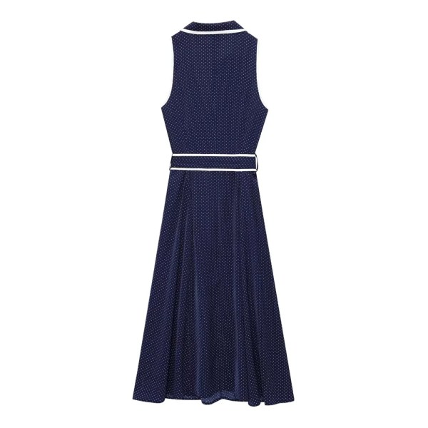 zach womens spring summer polka dot collar tennis dress in white or navy midi dress crop sleeveless Zach Womens Spring Summer polka Dot Collar tennis Dress in White or Navy Midi Dress Crop Sleeveless 3