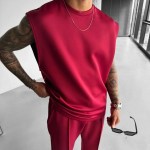 mens summer loose long tank vest and drawstring pants set in range of colours Mens Summer Loose Long Tank Vest and DrawString Pants Set in range of colours 4