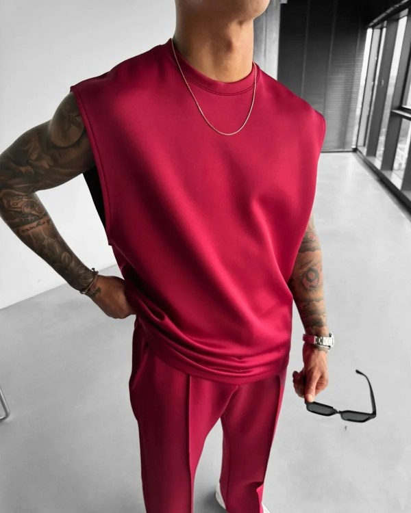 mens summer loose long tank vest and drawstring pants set in range of colours Mens Summer Loose Long Tank Vest and DrawString Pants Set in range of colours 4
