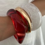 DIAZI 3 Style Vintage Punk Geometric Bangles Jewelry Fashion Red Clear Acrylic Resin Wide Bangles Bracelets For Women Men 3