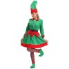 Womens Christmas Elf Costume Velvet Dress with Hat Elf Ears Shoes Belt Stockings Festival New Year Party Fancy Dress Up 2