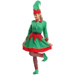 womens christmas elf costume velvet dress with hat elf ears shoes belt stockings festival new year party fancy dress up Womens Christmas Elf Costume Velvet Dress with Hat Elf Ears Shoes Belt Stockings Festival New Year Party Fancy Dress Up 2