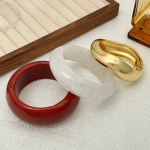 DIAZI 3 Style Bohemian Vintage Geometric Bangles Fashion Punk Wine red White Acrylic Resin Wide Bracelets For Women Men Jewelry 2