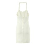 Zach Spring Summer women\'s cinching Addicted to you slim fit halter dress in orange or white 1