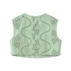 Zach Spring Summer round neck green sleeveless embroidered Crop slim fit split skirt 3