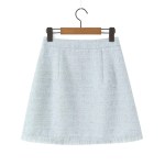 zach women's light blue textured woolen v neck long sleeved single breasted suit jacket new high waisted mini skirt set Zach women\'s Light blue textured woolen V-neck long sleeved single breasted suit jacket new high waisted mini skirt Set 5