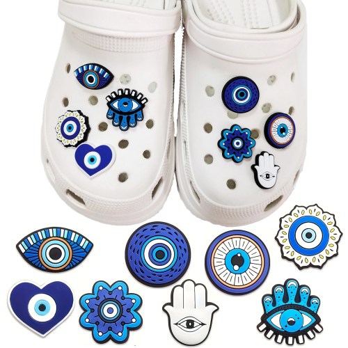8 pieces cartoon evil eye theme accessories set for shoes, bags, wristbands, and decorations, removable creative diy accessories 8 Pieces Cartoon Evil Eye Theme Accessories Set for Shoes, Bags, Wristbands, and Decorations, Removable Creative DIY Accessories