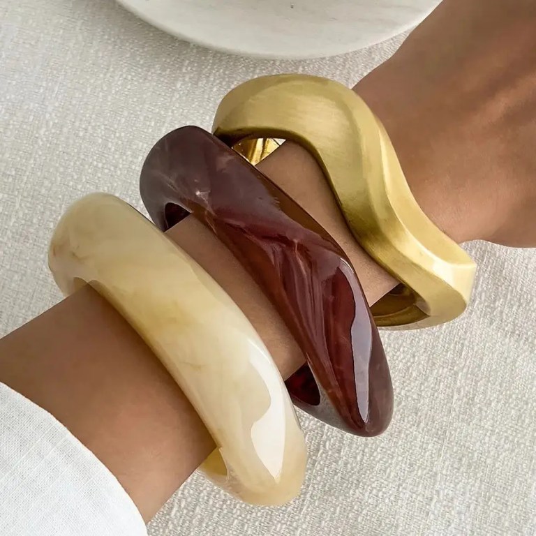 DIAZI Bohemian Hip Hop Punk Geometric Bangles Jewelry Fashion Square Acrylic Resin Wide Bangles Bracelets For Women Men Gift