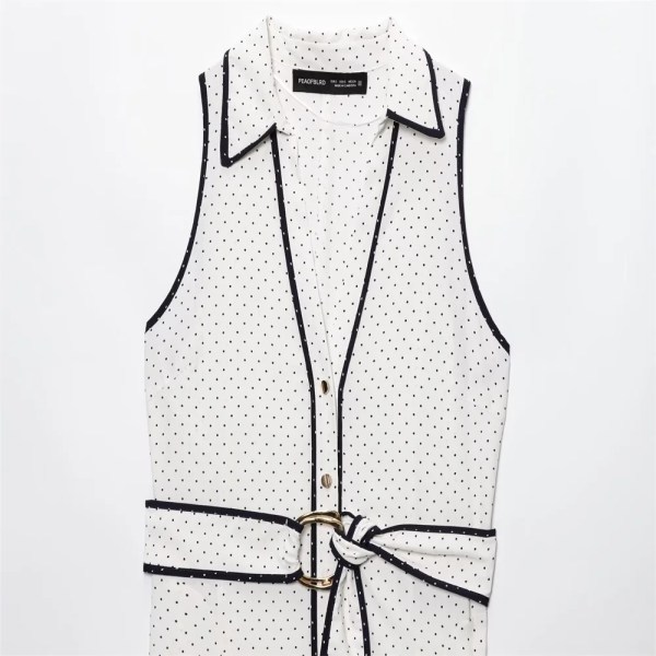 zach womens spring summer polka dot collar tennis dress in white or navy midi dress crop sleeveless Zach Womens Spring Summer polka Dot Collar tennis Dress in White or Navy Midi Dress Crop Sleeveless 6