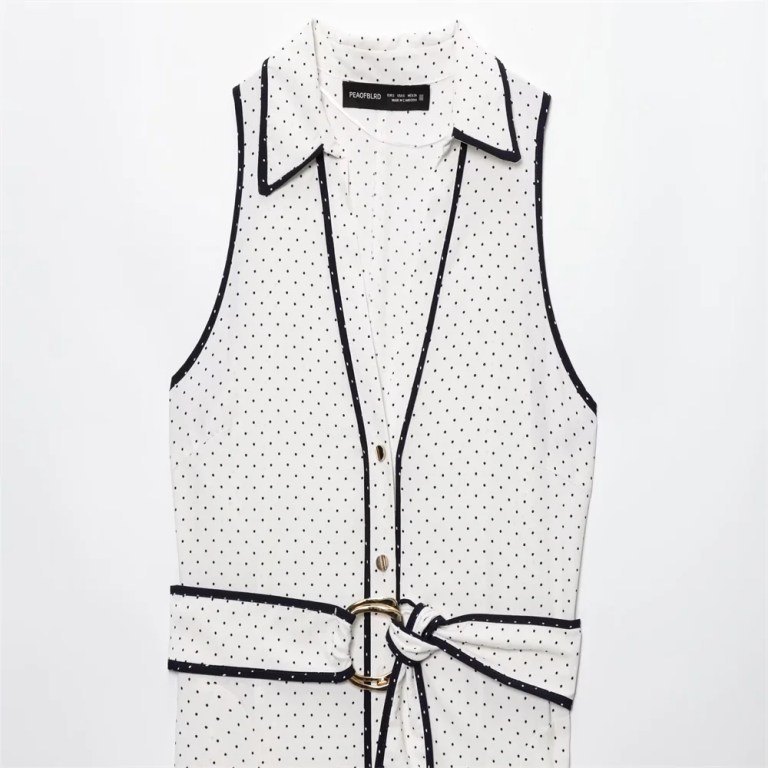 zach womens spring summer polka dot collar tennis dress in white or navy midi dress crop sleeveless Zach Womens Spring Summer polka Dot Collar tennis Dress in White or Navy Midi Dress Crop Sleeveless 6