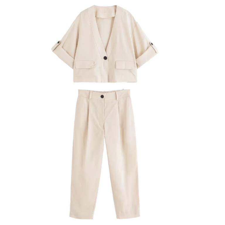 zach spring summer v neck rolled sleeve military shirt and pleat pants Zach Spring Summer V-neck rolled Sleeve Military Shirt and Pleat Pants 2