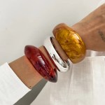 DIAZI New Bohemian Vintage Punk Geometric Bangles Jewelry Fashion Brown Acrylic Resin Wide Bangles Bracelets For Women Men Gift 2