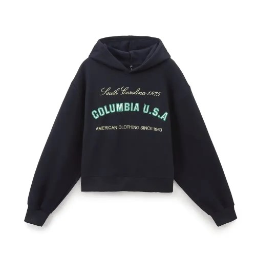 women's preppy columbia uas black hoodie and black joggers 2 piece set Women\'s Preppy Columbia UAS Black Hoodie and Black Joggers 2 piece set
