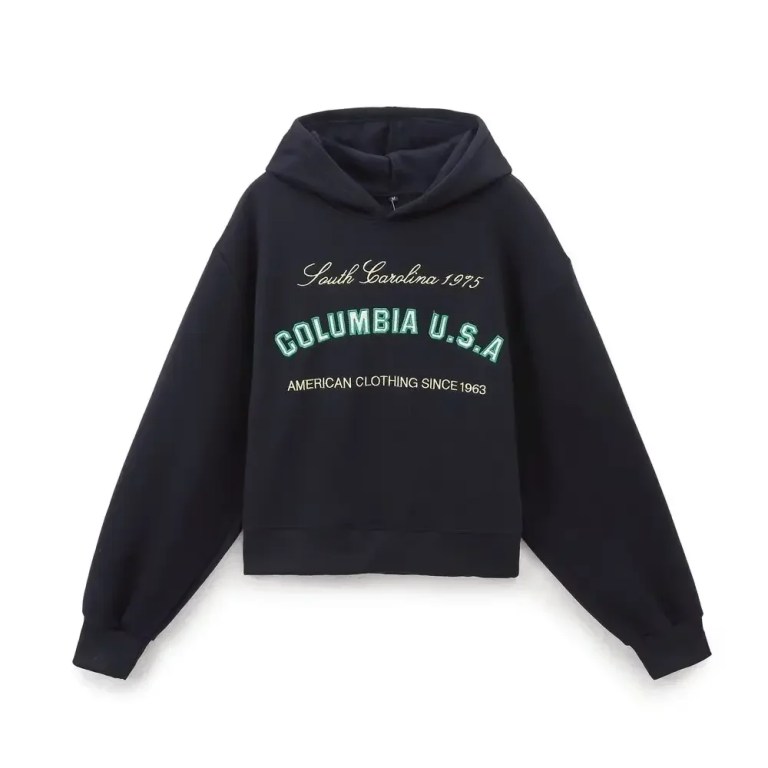 Women\'s Preppy Columbia UAS Black Hoodie and Black Joggers 2 piece set