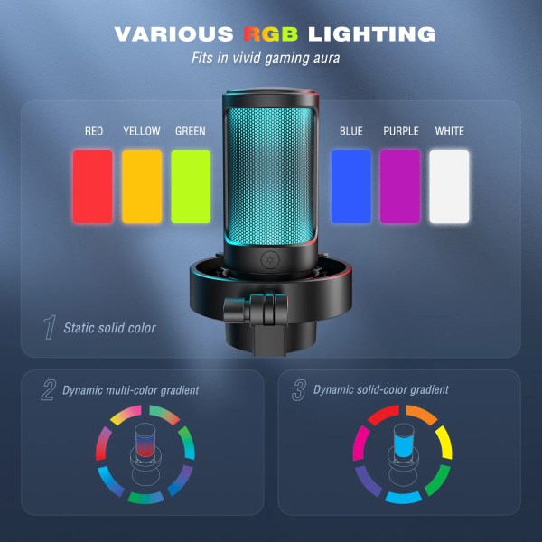 fifine usb microphone for recording and streaming on pc and mac,headphone output and touch mute button,mic with 3 rgb modes a8 FIFINE USB Microphone for Recording and Streaming on PC and Mac,Headphone Output and Touch-Mute Button,Mic with 3 RGB Modes -A8 1