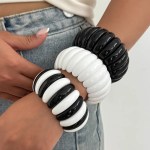 DIAZI Exaggerated Vintage Punk Geometric Elastic Rope Bangles Jewelry Fashion Black White Resin Bangles Bracelets For Women Men 2