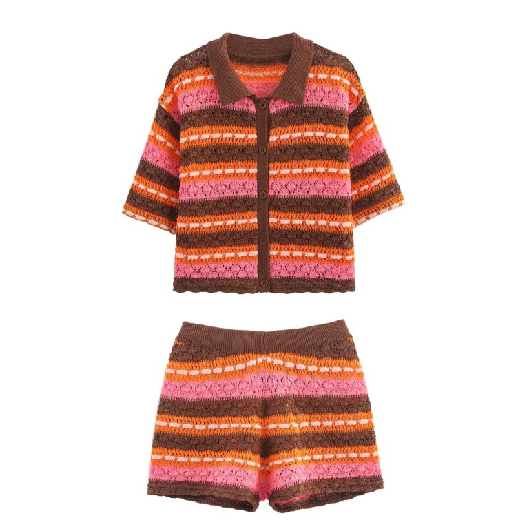 Zach summer Crochet POLO Shirt collar short sleeve and Shorts Set 5