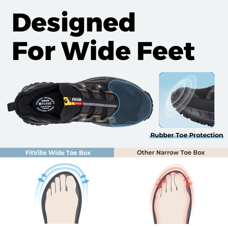 FitVille Men'S Extra Wide Sneakers Slip-On Shoes Comfortable Running Shoe Non-Slip Hiking With Arch Support For Swollen Feet 2