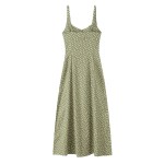 Zach women\'s slim fit polka dot suspender with slit cut sleeveless long Midi dress 5