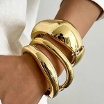 diazi exaggerated irregular gold silver color metal cuff bangles for women men hip hop punk geometric bracelet party jewelry DIAZI Exaggerated Irregular Gold Silver Color Metal Cuff Bangles For Women Men Hip Hop Punk Geometric Bracelet Party Jewelry