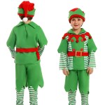 long sleeve tops+ solid shorts +striped leg warmers +belt +hat christmas halloween party kid elf costumes set Long Sleeve Tops+ Solid Shorts +Striped Leg Warmers +Belt +Hat Christmas Halloween Party Kid Elf Costumes Set 1