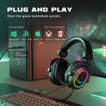 Fifine Dynamic RGB Gaming Headset with Mic Over-Ear Headphones 7.1 Surround Sound PC PS4 PS5 3 EQ Options Game Movie Music 6