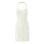 Zach Spring Summer women\'s cinching Addicted to you slim fit halter dress in orange or white 2