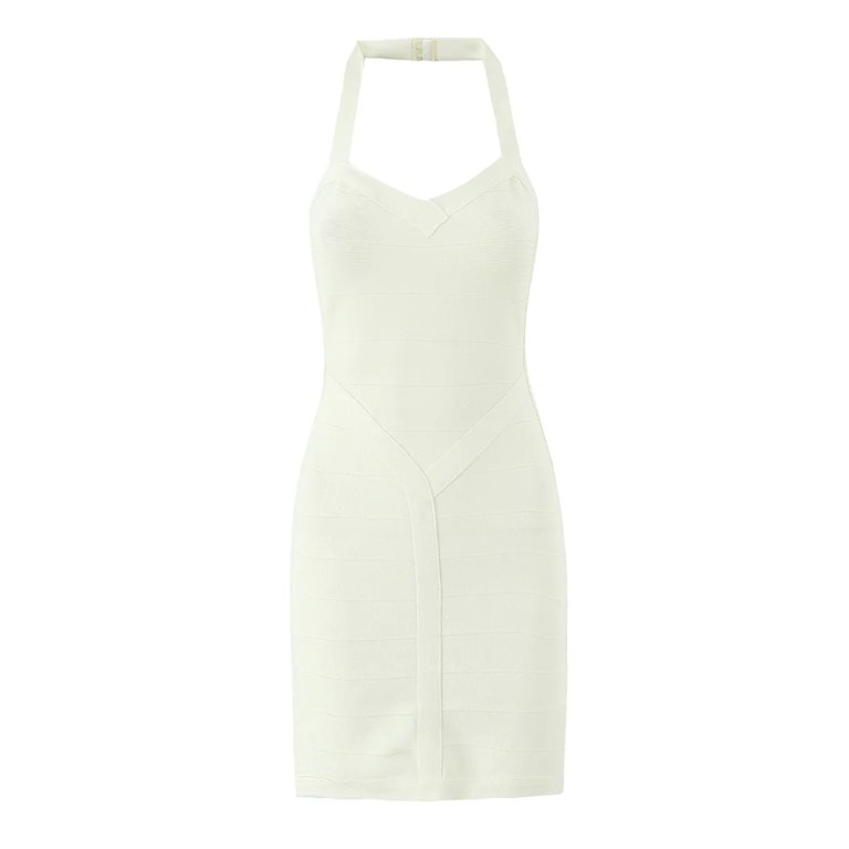 Zach Spring Summer women\'s cinching Addicted to you slim fit halter dress in orange or white 2