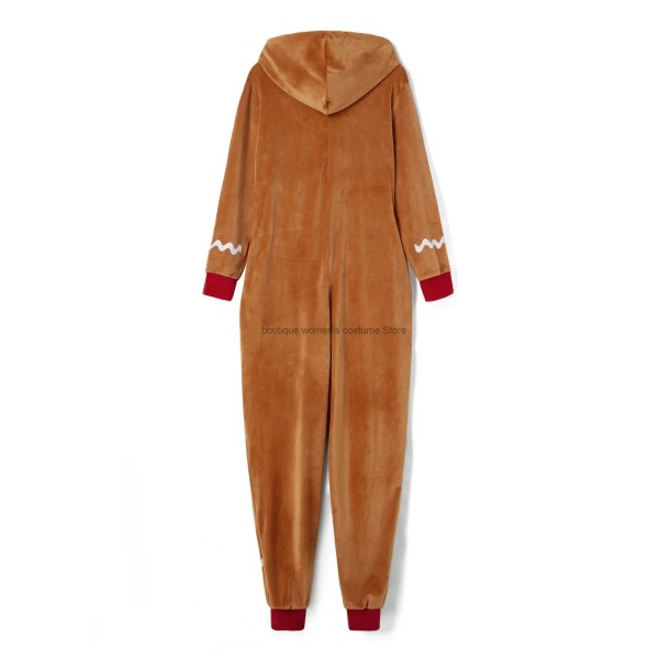 adult christmas costume gingerbread long sleeve zipper hooded jumpsuit for men women party role playing cosplay Adult Christmas Costume Gingerbread Long Sleeve Zipper Hooded Jumpsuit for Men Women Party Role-playing Cosplay 4