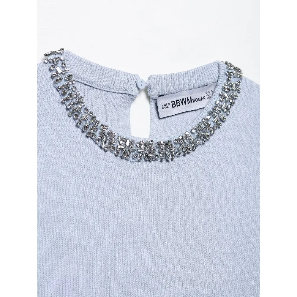 Zach Spring Summer Princess Shortsleeve sweater and pleat skirt set in pale yellow or blue 1