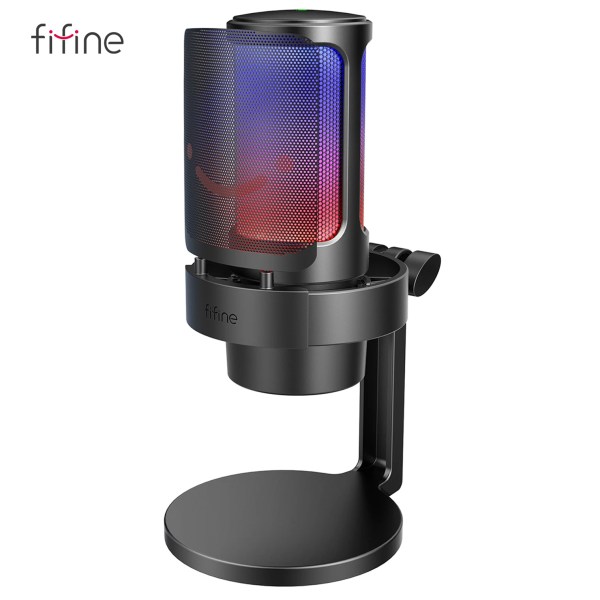 FIFINFIFINE USB Gaming Microfono para PC Mac PS4 PS5, RGB Condensador Micrófono per Streaming,Podcasts, con Control RGB A8 1