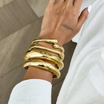 DIAZI 4 Style Exaggerated Gift Gold Silver Color Metal Cuff Bangles for Women Men Hip Hop Punk Geometric Round Bracelet Jewelry 4