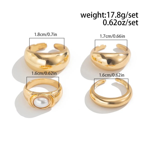 diazi one set fashion pearl open rings for women men girls punk gold silver DIAZI One Set Fashion Pearl Open Rings For Women Men Girls Punk Gold Silver 6