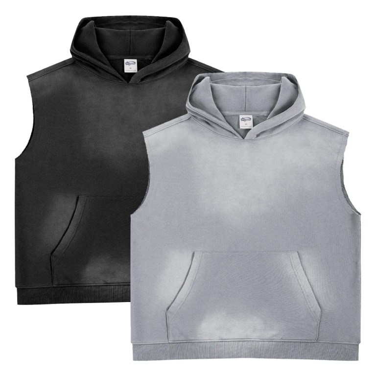 YE99 new sleeveless spray-dyed vest sweatshirt gray or Black 3