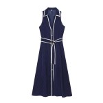 zach womens spring summer polka dot collar tennis dress in white or navy midi dress crop sleeveless Zach Womens Spring Summer polka Dot Collar tennis Dress in White or Navy Midi Dress Crop Sleeveless 2