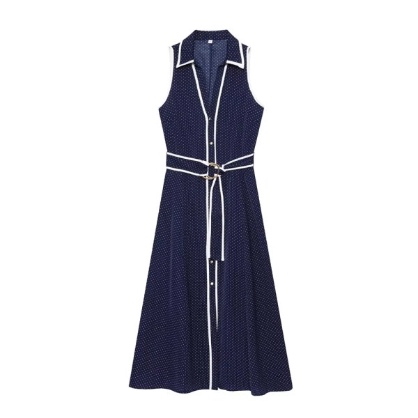 zach womens spring summer polka dot collar tennis dress in white or navy midi dress crop sleeveless Zach Womens Spring Summer polka Dot Collar tennis Dress in White or Navy Midi Dress Crop Sleeveless 2