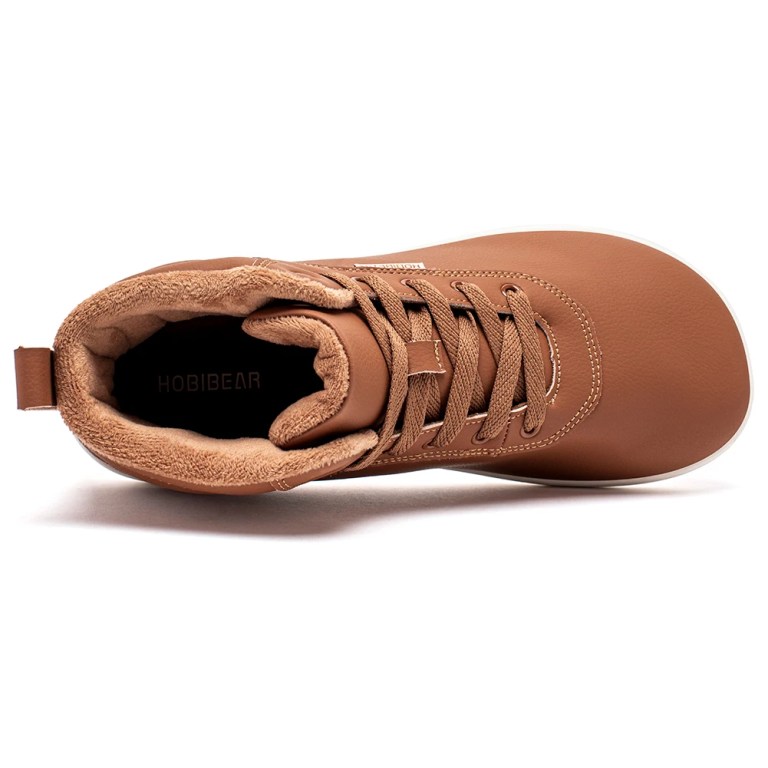 HOBIBEAR Unisex Winter Barefoot Boots Kids Wide Toe Box Faux Fur Lined Ankle Sneakers Artificial Leather Matching Family Shoes 6