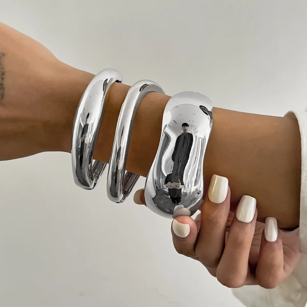 diazi exaggerated irregular gold silver color metal cuff bangles for women men hip hop punk geometric bracelet party jewelry DIAZI Exaggerated Irregular Gold Silver Color Metal Cuff Bangles For Women Men Hip Hop Punk Geometric Bracelet Party Jewelry 2