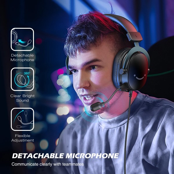 FIFINE Headset,3.5 mm jack&USB Headphone with 7.1 Surround Sound/volum contral/Mute switch for PC/MAC/PS4/PS5 Mixer-H9 1